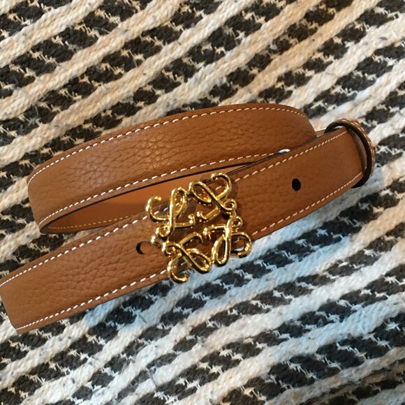 LOEWE Brown Leather Skinny Belt - Picture 3 of 7